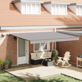 Marchiză Retractabilă Manuală cu Lumină LED Gri Deschis 450x300 cm, Material de &Icirc;nlocuire pentru Marchiză vidaXL pentru cadru de 4,5x3 m Gri Deschis