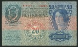 q487 UNGARIA ROMANIA 20 KORONA 1913 prima emisiune CU TIMBRU SPECIAL STAMPILAT IN TRANSILVANIA VF