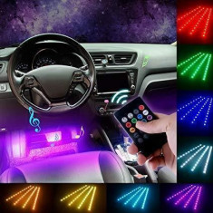 Kit Iluminare Ambientala LED Interior Masina, Multicolor RGB cu Telecomanda foto