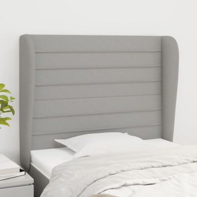 Gossi tablie de pat cu aripioare gri deschis 83x23x118/128 cm textil foto