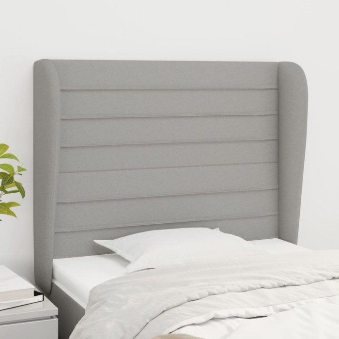 Gossi tablie de pat cu aripioare gri deschis 83x23x118/128 cm textil