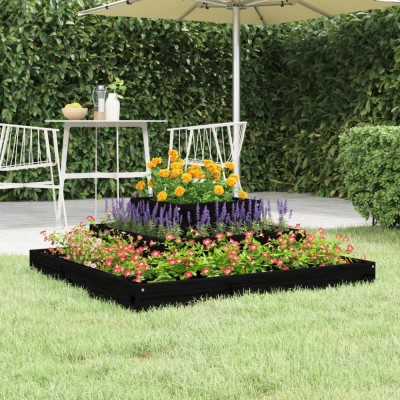 vidaXL Jardinieră, negru, 80x80x27 cm, lemn masiv de pin foto