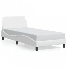 vidaXL Cadru de pat cu tăblie, alb, 80x200 cm, piele ecologică