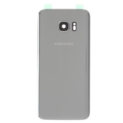Capac Baterie Spate Samsung Galaxy S7 Edge G935 Cu Ornament Camera Si Adeziv Sticker Argintiu foto