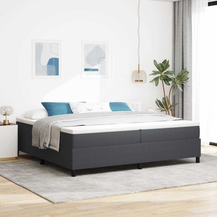vidaXL Pat cu arcuri Gri &icirc;nchis și alb 203 x 200 x 60 cm 3337483