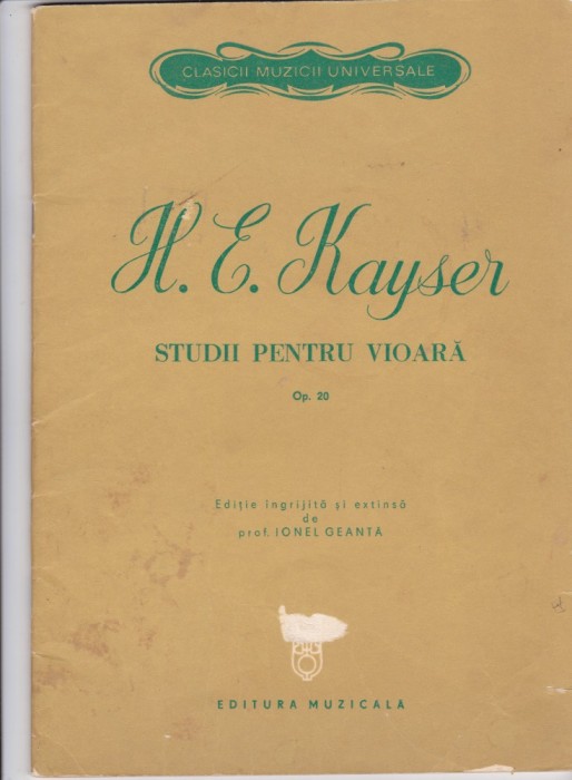 AS - PARTITURA - H. E. KAYSER - STUDII PENTRU VIOARA , OP.20
