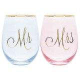 Cumpara ieftin Set pahare - Mr &amp; Mrs Stemless | Lesser &amp; Pavey