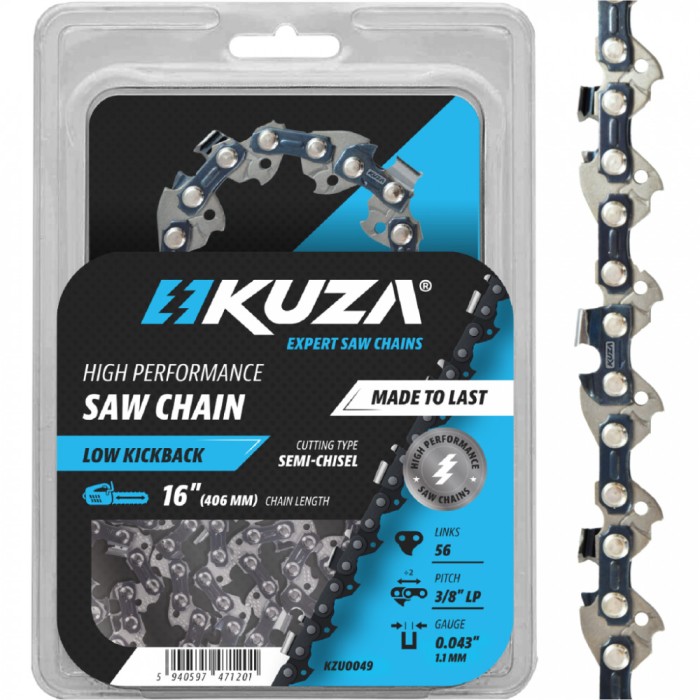 KUZA - Lant pentru drujba, Lungime 16&quot;, pas 3/8&quot; LP, grosime 043&quot;-1.1 mm, 56 Zale, 1 lant/pachet PowerTool TopQuality