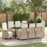 vidaXL Set de masă pentru grădină cu pernă 9 pcs Bej poliratan 3380336