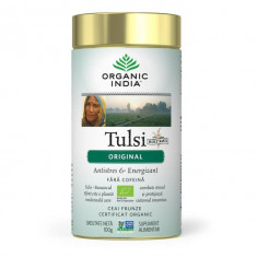 ORGANIC INDIA Ceai Tulsi (Busuioc Sfant) Original | Antistres Natural & Energizant 100g