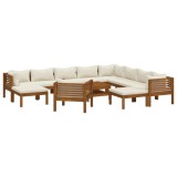 Cumpara ieftin Set mobilier gradina cu perne crem 12 piese lemn masiv acacia