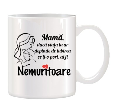 Cana alba personalizata Mama Nemuritoare, INOVATIX&amp;reg;. 330ml foto