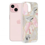 Husa iPhone 15 silicon Marble Roz