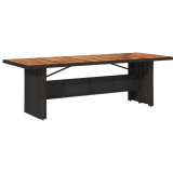 Masa gradina, blat din lemn acacia, negru 240x90x75cm poliratan