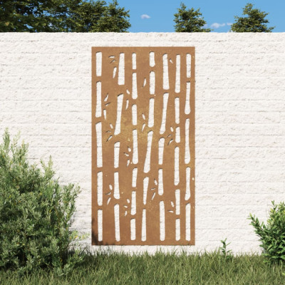 Decor perete de gradina 105x55 cm design bambus otel Corten GartenMobel Dekor foto