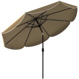 Outsunny Umbrelă Terasă Exterioară &Oslash;2,7 m cu &Icirc;nclinare Reglabilă 3 Poziții Manivelă și Volant Khaki | Aosom Romania