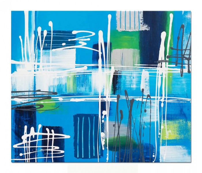 Tablou abstract pictat manual, Fantezie 5, 60x50cm ulei pe panza in relief efect 3D, gata de agatat pe perete