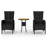 Cumpara ieftin Set bistro de gradina, 3 piese, negru, poliratan