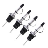 Cumpara ieftin Set 4 dozatoare negre cu capac 10.5 cm, diametru 2.5 cm, picuratoare din inox cu etansare din silicon pentru sticle standard