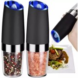 Set 2 Rasnite Electrice, Gravity, LED, Pentru Sare Si Piper, Negru