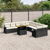 vidaXL Set canapele de grădină cu perne, 11 piese, negru, poliratan