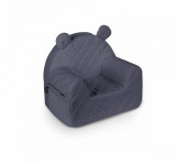 Fotoliu pentru copii cu spatar, catifea Velvet Ursulet Teddy Nightshadow blue, Babysteps