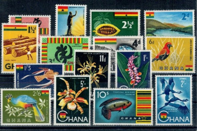 Ghana 1959 - National Symbols, pasari, orhidee, serie neuzata foto