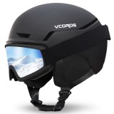 Cumpara ieftin Casca Ski cu Ochelari VCOROS, Protectie Dubla PC+EPS, Reglabila, Antioc, Unisex, Negru