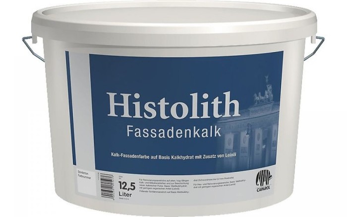 Vopsea de fațadă Histolith Fassadenkalk Caparol pe bază de var hidratat, cu adaos de ulei de in 12.5 L