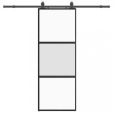 Cumpara ieftin Usa glisanta cu set feronerie neagra 76x205cm sticla securizata