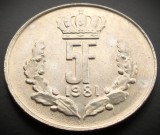 Cumpara ieftin Moneda 5 FRANCI - LUXEMBURG, anul 1981 * cod 2485 = UNC, Europa