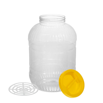 Borcan Pet Rotund cu Capac, 8 L, Culoare Recipient Transparent, Culoare Capac Galben, Borcan Pet, Borcan Rotund, Borcan cu Capac, Borcan Pet cu Capac, foto