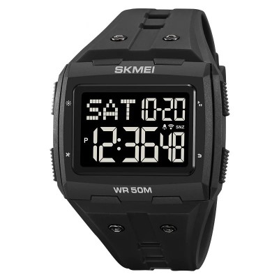 Ceas barbatesc Skmei Dual Time Patrat Display Cronometru Alarma Negru foto
