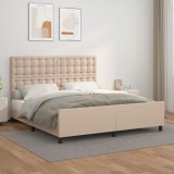 VidaXL Cadru de pat cu tăblie, cappuccino, 180x200 cm, piele ecologică
