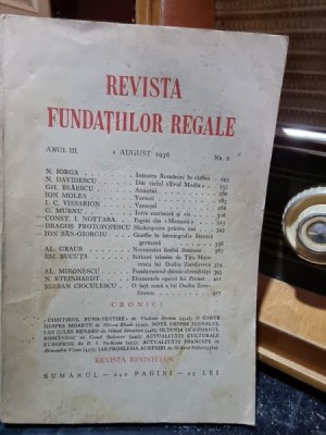 Revista Fundatiilor Regale - Anul III 1 August 1936 Nr. 8 foto