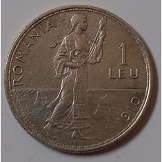Rom&acirc;nia, 1 Leu 1910, Argint.