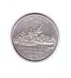 Moneda SUA 25 centi/quarter dollar 1999 D, New Jersey 1787, stare buna, curata, America de Nord, Cupru-Nichel