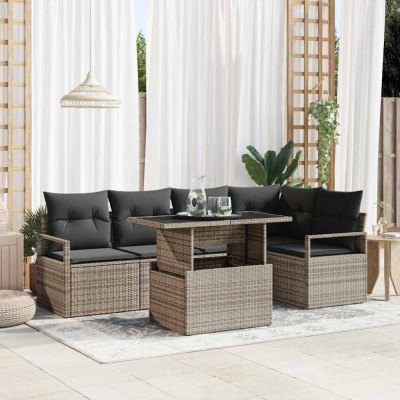 vidaXL Set de canapele pentru grădină 6 pcs Gri 100 x 55 x 73 cm foto