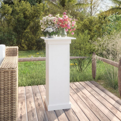 vidaXL Suport pentru flori, alb, 40x40x90 cm, lemn masiv de pin 823635 foto