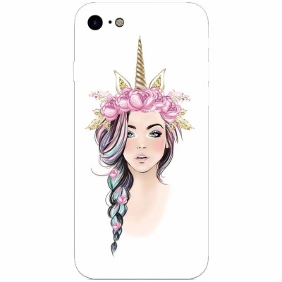 Husa silicon pentru Apple Iphone 7, Unicorn Girl foto