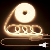 Banda LED COB 220V priza directa densitate inalta 3000K impermeabila 6m &ndash; Alb cald 6m