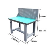 Masa, banc de lucru atelier cu panou perforat 1200x750x800+450mm