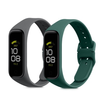 Set 2 Curele pentru Samsung Galaxy Fit 2, Kwmobile, Verde/Gri, Silicon, 53962.09 foto