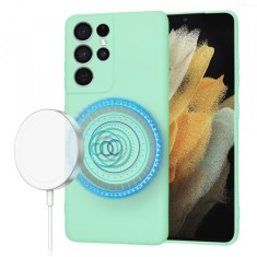 Husa MagSafe pentru Samsung Galaxy S21 Ultra 5G G998, Techsuit, SoftFlex, Verde