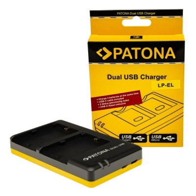 Incarcator Patona USB Dual Fast Charger LP-EL cu cablu Usb-c compatibil Canon Speedlite EL-1 EL-5-1456 foto