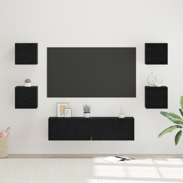 vidaXL Set comodă TV 6 pcs Stejar negru Mediu 120 x 30 x 30 cm