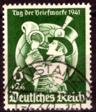 Timbru Germania 1941 - Ziua Mărcii Poștale, Curier cu Corn Poștal, 6+24 Pf. (Mi. 762) - Ștampilat -A222