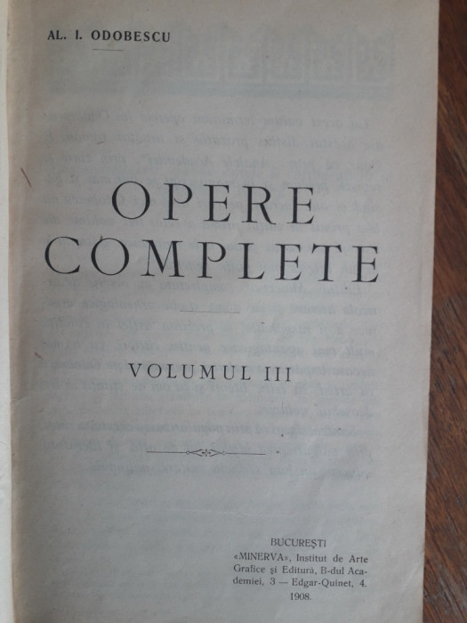 Opere complete, vol.3 - Al. I. Odobescu 1908 / R3P4F