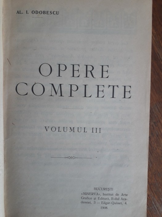 Opere complete, vol.3 - Al. I. Odobescu 1908 / R3P4F