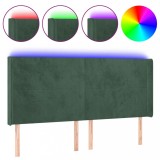 Cumpara ieftin Tablie de pat cu LED, verde inchis, 203x16x118/128 cm, catifea